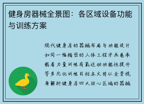 健身房器械全景图：各区域设备功能与训练方案
