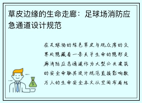 草皮边缘的生命走廊：足球场消防应急通道设计规范